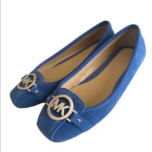 Michael Kors Fulton Blue Suede Moccasin Flats Shoes